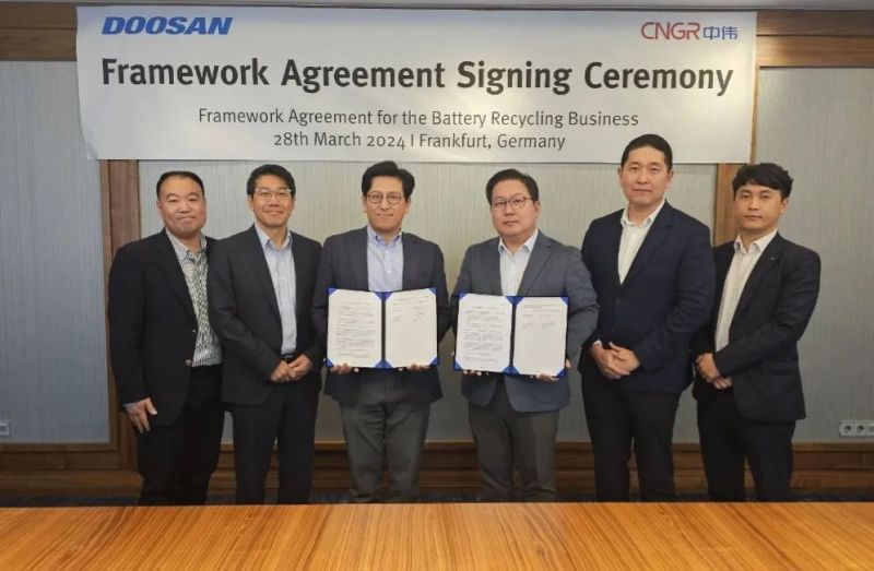 中偉股份與Doosan Recycling Solution簽訂框架協(xié)議，聯(lián)手探索電池回收領(lǐng)域
